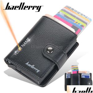 Carteras Baellerry Rfid Men New Short Name Print Card Holder Popup Slim Male Purse High Quality Pu Leather Brand Mens Wallet Drop Del Dhqzb