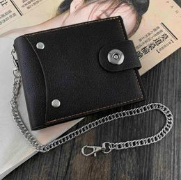 Portefeuilles Boy Studdent Leather Wallet Card Holder Purse With Anti Lose ChainWallets