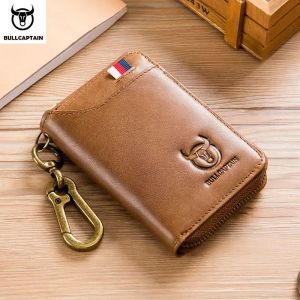 Wallets Bullcaptain Echte lederen heren Key Card Holder Hoge kwaliteit Multifunctionele auto Key Chain Wallet Mini Card Holder Key Holder