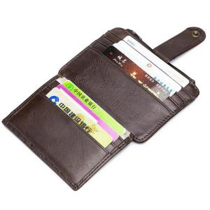 Portefeuilles bullcaptain authentine cuir rfid bloquez le support de carte de crédit zippermini portefeuille mini-gelf