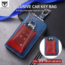 Wallets Bullcaptain Heren Echt lederen Key Case Nieuwe Home Car Key Clip Heren Lederen Key Case Mini Practical Key Chain Zipper Key Case