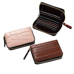 portefeuilles Business Card Holder Men Pu Leather Credit Wallet Bag Women Zipper Case 220628