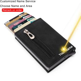 Portefeuilles bycobecy rfid smart wallet carte de carte de carte de crédit nom personnalisé hommes affaires femme portefeuille en cuir pop up bourse de portefeuille de portefeuille minimaliste