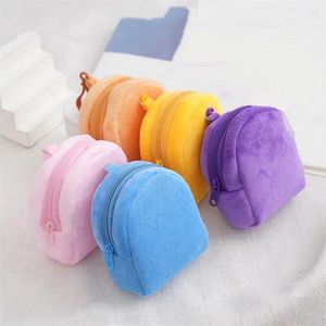 Portefeuilles couleurs de bonbons en peluche sac à main femme minimaliste à changement solide sage petit portefeuille portable sac de casque portable porte-clés