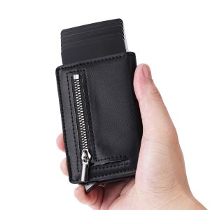 Billeteras casekey hombres billetera nappa cuero genuino cierre magnético trifold smart billet rfid soporte de tarjeta emergente