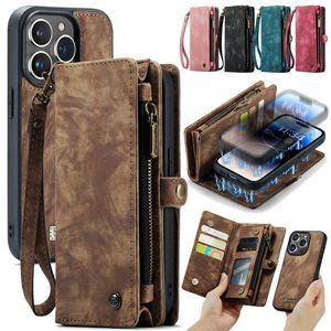 Wallets Caseme lederen portemonnee voor iPhone 14 Plus 12 13 Mini 11 Pro Max X XS XR Wallet Card Cover voor iPhone SE 2022 8 7 Coque Etui