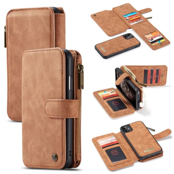 Portefeuilles Caseme Magnetic Flip Leather Portefeuille en cuir pour iPhone 13 12 11 Pro Xs Max XR X SE 2022 8 7 PLU