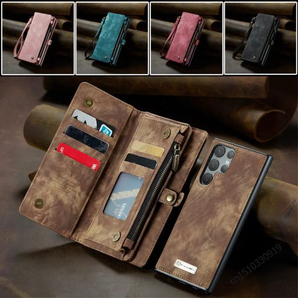 Portefeuille Caseme Magnetic Leather Phone Case pour Samsung Galaxy S23 Ultra S22 S21 Fe S20 Plus S10 Note 20 A53 A52 Wallet Card Coque Coque