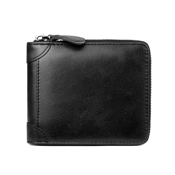 Carteras Casual para hombre, monedero portátil con cremallera, monedero corto delgado de cuero Pu, monedero de negocios para hombre