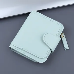 Portefeuilles Casual Femmes Portefeuille PU Cuir Plain Court Trifold Porte-monnaie Billet Clip Zipper Money Coin