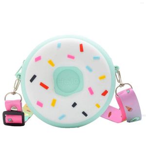 Portefeuilles kindermunttassen donuts silicone schattige kinderen boodschapper voor kleine jongens en meisjes