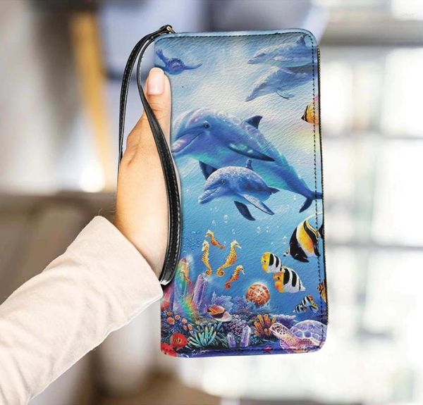 Carteras Monedero clásico Lindo sueño Delfín Multi-Tarjetas Ranuras Cremallera Diseñador Bolsa de lujo Moda Titular de la tarjeta Moneda Sac A Mains Femme