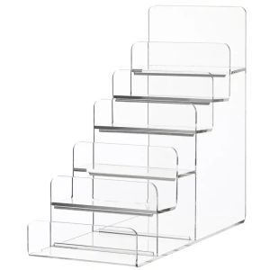 Portefeuilles Clear Acryl Display Stand Purse Holder Sieraden Glazen Display Plank Meerlagige portemonnee Wallet Storage Rack Desktop Make -up Organizer