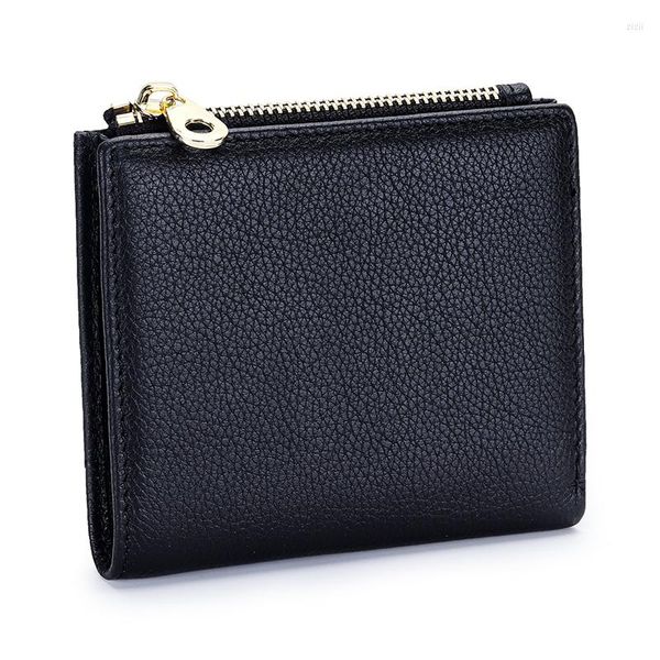 Carteras COMFORSKINFull Leather Short Purse Mujer 2023 Simple Senior Natural Fall In Half Fold Money Clip Zipper Coin