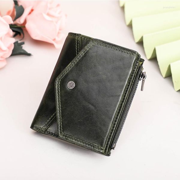 Portefeuilles CONTACT'S Mini sac d'argent en cuir véritable portefeuille femmes petit porte-monnaie à glissière qualité femme porte-carte mode