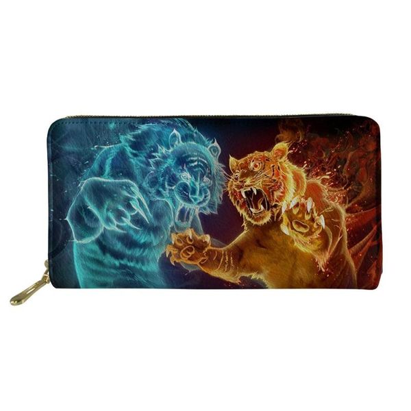 Carteras Cool Tiger PU cuero para mujer patrón personalizado diseñador embrague cremallera monederos niñas dinero largo monedero tarjeteros