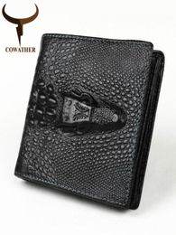 Portefeuilles Cowather Top Quality Cow Geothere Leather Mens for Men 2021 Design Style Vertical Black Purse4145482