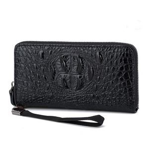 Portefeuilles Crocodile motif PU cuir hommes portefeuille long à fermeture à glissière mâle pochette hommes sac à main téléphone portable porte-carte sac à main