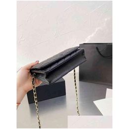 Portefeuilles Cross Body Bags Women Woc Wallet Vintage kwaliteit Handtas Echt lederen luxe designer merk vrouwelijke shoder gouden ketting portemonnees Dh6GV