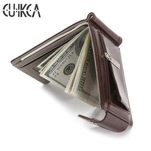 Portefeuilles CUIKCA Portefeuille en cuir mince Coin Bag Money Clip Card Cases Zipper Femmes Hommes Wallet Pull Type ID Credit Card Holders HaspL230303