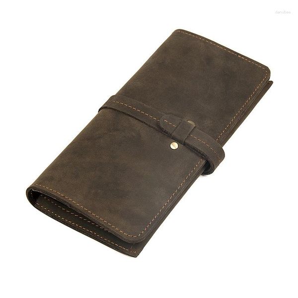 Portefeuilles personnalisés en cuir véritable Long portefeuille d'hommes véritable sac à main en peau de vache concepteur de luxe mâle doux peau épaisse J71