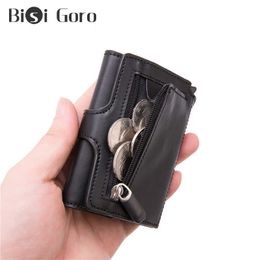 Wallets Aangepaste naam 2023 Nieuwe Men Smart Wallet Money Bag Aluminium Box Case Card Holder Auto Popup RFID Card Holder Wallet Coin Pursel230303