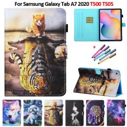 Portefeuilles mignons caricature en cuir pour Samsung Galaxy Tab A7 A8 2022 2021 Tablette de support de portefeuille de boîtier pour Galaxy Tab A7 Lite Case T220