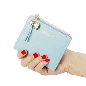 Portefeuilles mignon court femmes portefeuille fermeture éclair poche à monnaie petite pochette en cuir mode boucle porte-carte sac à main pour femme