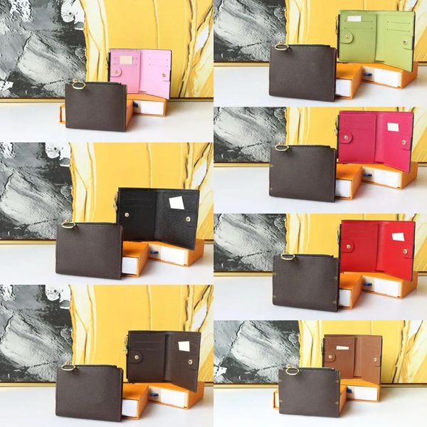 Carteras Cartera plegable de moda de diseñador Monedero de diseñador superior Monedero de cuero puro Bolso plegable para tarjetas Nuevas mujeres Deluxe Cierre de cremallera Walle