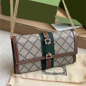 Portefeuilles Ontwerpers Luxe Handtassen Schouder Crossbody Kettingtassen Dames Portemonnees Clutch Bag Dubbele Letters Stippen Twill Gevlochten Riem Zip2386