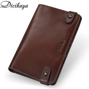 Portefeuilles Dicihaya Designer Mens Wallet Leather Bifold Long Wallets Men Hasp vintage mannelijke portemonnee muntzak multifunctionele kaart