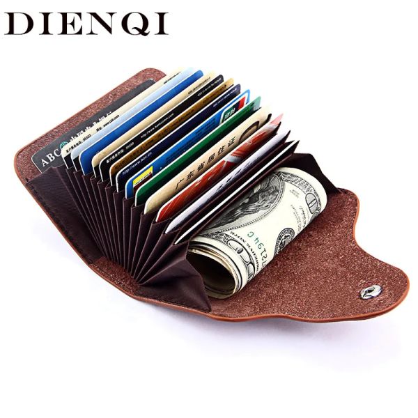 Billeteras billetera de soporte de tarjetas dienqi para hombres billetera de cuero genuino mini hasp masculino trifold trifold women pequeño bolso 2021 vallet walet