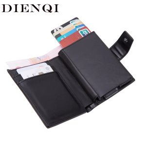 Portefeuilles Dienqi Rfid Men Portefeuilles Classic Card Solder Waling Male Purse Money Portefeuille zipper Big Brand Luxury Black Leather Wallet for Men