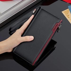 Portefeuilles Empereur Portefeuille Homme Long Grande Capacité Véritable Cuir de vachette Business Embrayage Multiple Card Slots Holder One