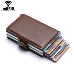 Wallets Europe Designer RFID Protection Men's Men's Credit Card Carte Double Aluminium Bank Bank Carte Protector Case ID portefeuille pour l'homme