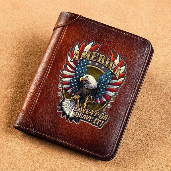 Portefeuilles mode américain couverture de design d'aigle authentique portefeuille hommes portefeuilles courte du support de carte courte porte-trifold pour hommes portefeuille