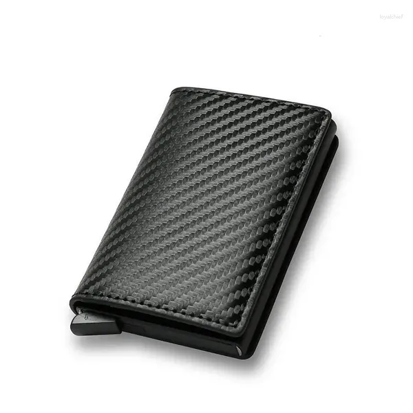 Billeteras de la moda fibra de carbono paquete antirrobo tarjetas de metal caja para hombres soporte para billetera