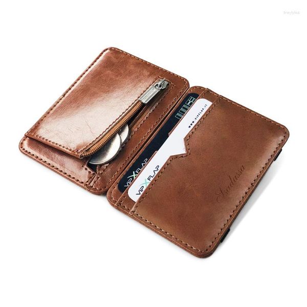 Portefeuille Fashion Man Small Leather Magic portefeuille avec pièce Pocket Men's Mini Purse Purse Money Sac Clip pour espèces