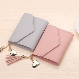 Portefeuilles Fashion Tassel Small Women Wallet For S Cash Holder Leather Short Woman And Purses Ladies