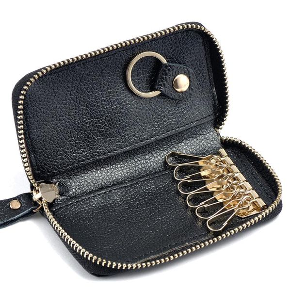 Carteras Moda Vintage Cartera de cuero genuino Hombres Titular de la llave Ama de llaves Organizador Mujeres Cubiertas multifunción Estuche con cremallera BagWallets