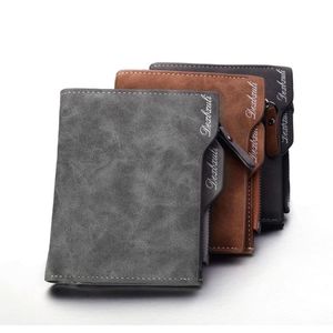 Cartera de moda para hombre, monederos pequeños de cuero suave con ranuras para tarjetas extraíbles, monedero multifunción con cremallera