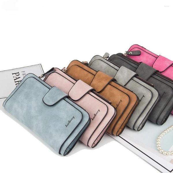 Portefeuilles à la mode longs avec boucle pour femmes - Fentes pour cartes de couleurs multiples Poches pour téléphone Pochette et supports