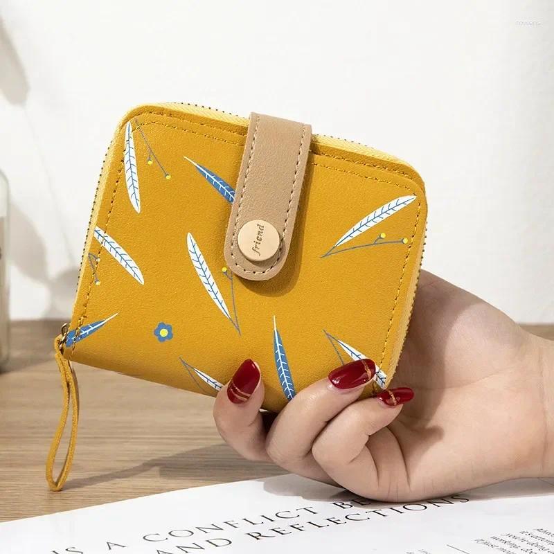 Wallets Feather Solid Color Wallet Two Fold Short Style Coin Student Card Bag Billeteras Para Mujer