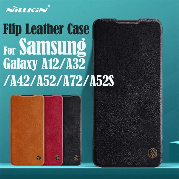 Portefeuilles pour Samsung Galaxy A52 A52S A72 A12 A32 A42 5G 4G Flip Case Nillkin en cuir carte de carte de casse de poche portefeuille Flip Cover Téléphone Sacs