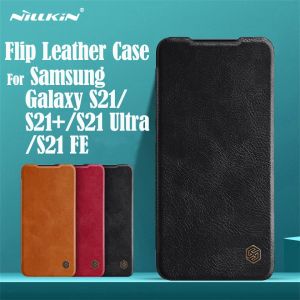 Wallets voor Samsung Galaxy S21 Fe 5G Case Nillkin Qin Leather Flip Cover Cover Pocket Wallet Book Case voor Samsung S21 Ultra S21 Plus