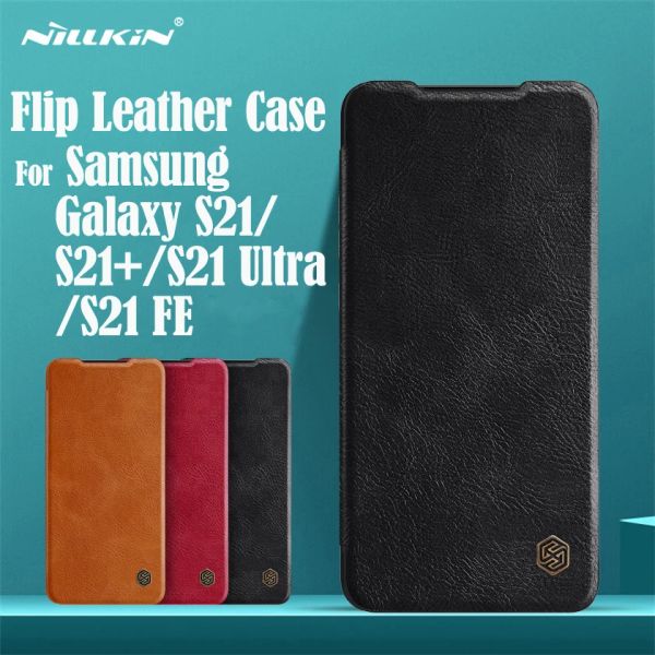 Portefeuilles pour Samsung Galaxy S21 Fe 5G Étui Nillkin Qin en cuir carte de couverture de poche Case de portefeuille de porte pour Samsung S21 Ultra S21 Plus