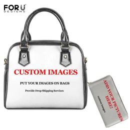 Portefeuilles voorschriften Signs Women Handtas Custom U Noem foto Logo Print Tas Tas Dames Crossbody Tassen Lederen schoudertassen Lange portemonnee Set