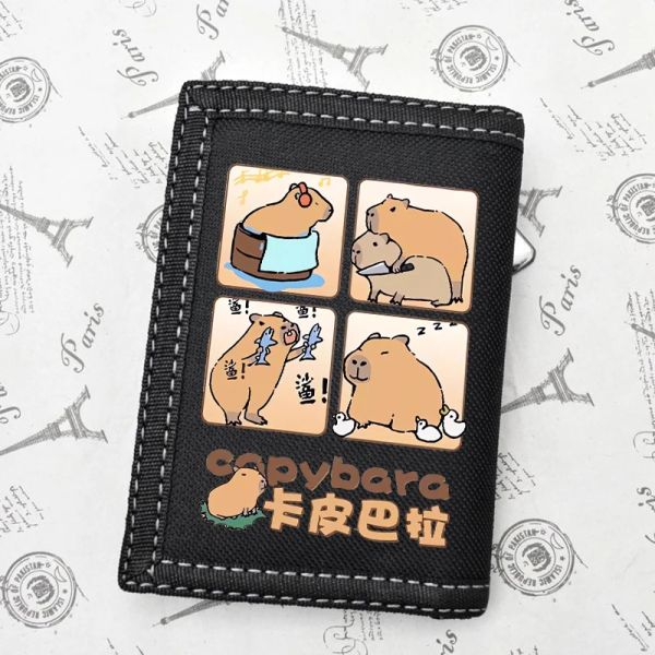 Portefeuilles drôles Capybara Anime Cartoon Trifold Carte Holder Short Fashion Coin Purse