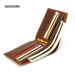 Portefeuilles génodernes nouveaux craquiers en cuir en cuir simple portefeuille court pour mâle mâle horizontal mâle mâle masculina