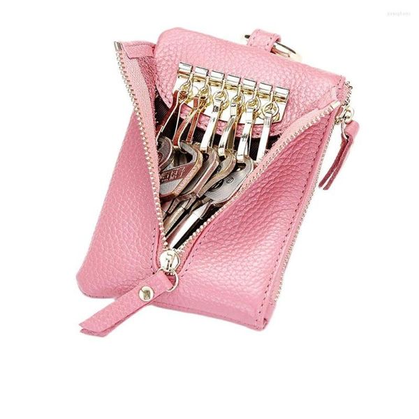 Portefeuilles Porte-monnaie en cuir véritable Porte-monnaie pour femmes Petits sacs d'argent Porte-clés Mini pochette fonctionnelle Porte-cartes à glissière J12